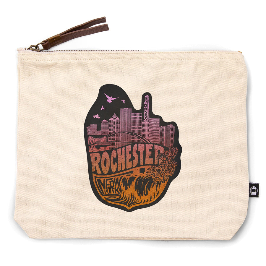 Rochester, New York,, Organic Cotton Zipper Pouch, Go Bag Go Bag Lantern Press 