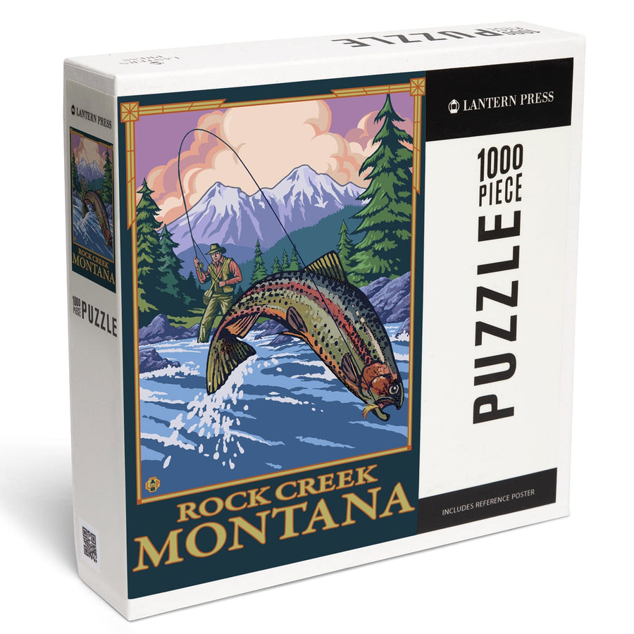 Rock Creek, Montana, Fly Fishing Scene, Jigsaw Puzzle Puzzle Lantern Press 