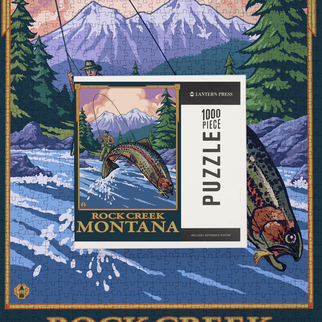 Rock Creek, Montana, Fly Fishing Scene, Jigsaw Puzzle Puzzle Lantern Press 