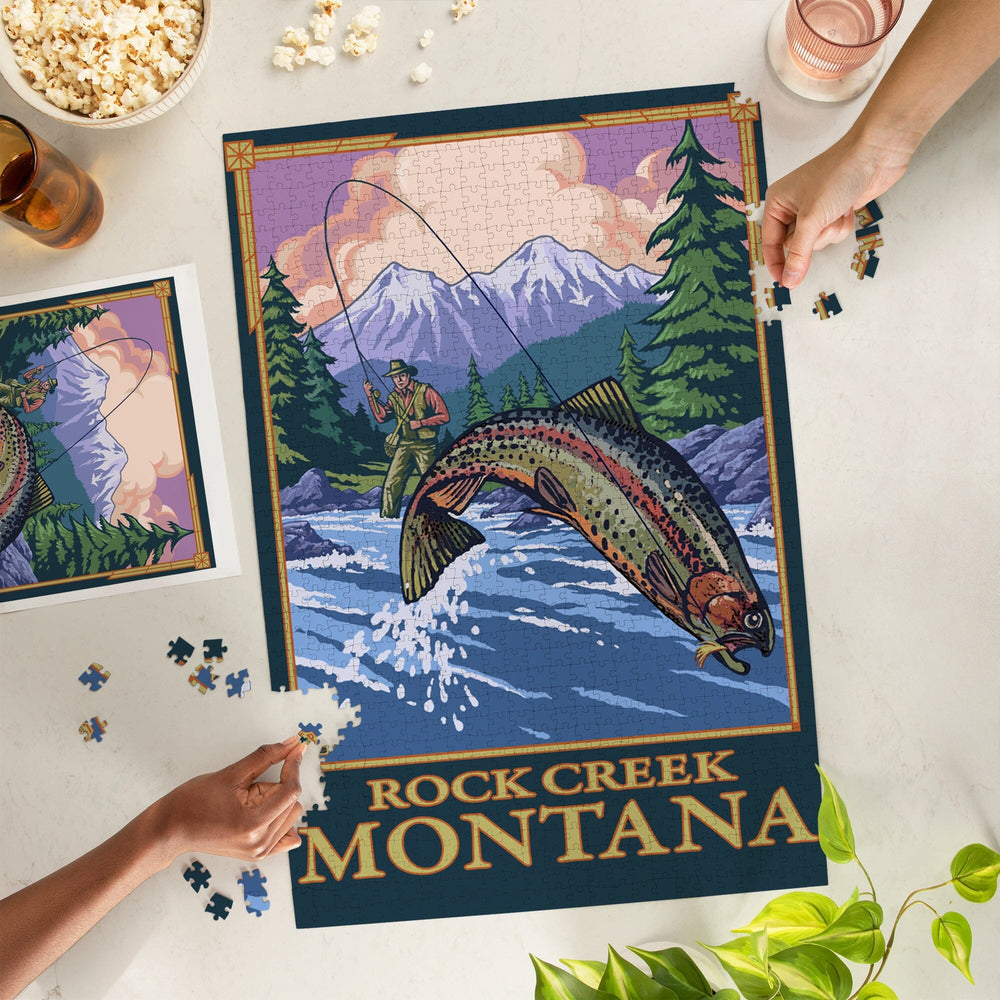 Rock Creek, Montana, Fly Fishing Scene, Jigsaw Puzzle Puzzle Lantern Press 