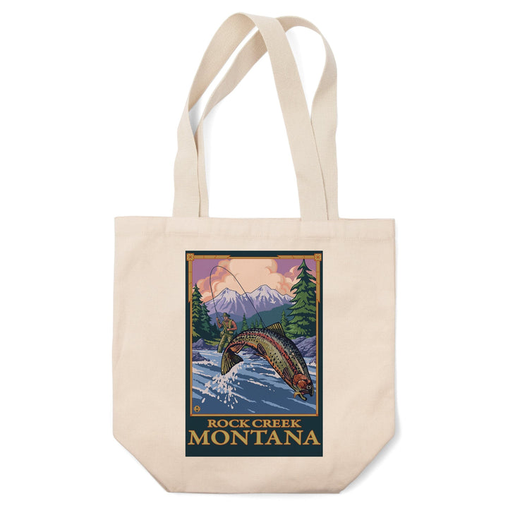 Rock Creek, Montana, Fly Fishing Scene, Tote Bag Totes Lantern Press 