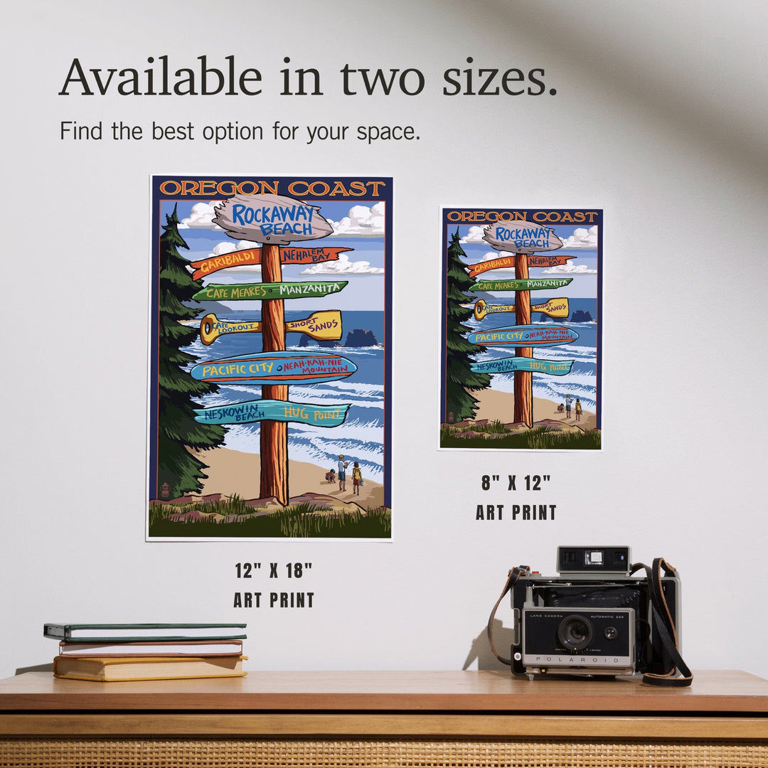 Rockaway Beach, Oregon, Destinations Sign, Art & Giclee Prints Art Lantern Press 
