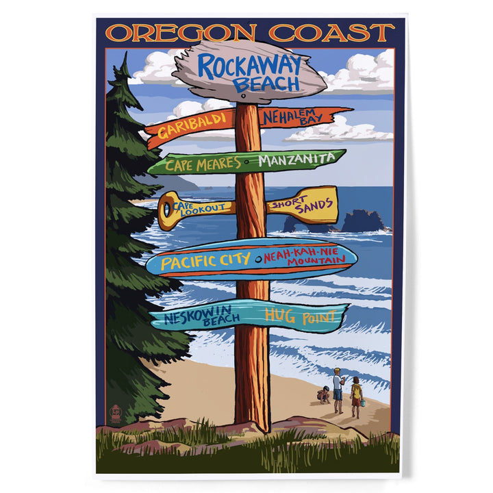 Rockaway Beach, Oregon, Destinations Sign, Art & Giclee Prints Art Lantern Press 