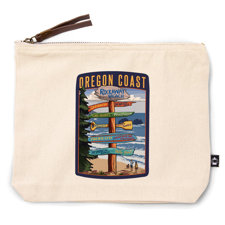 Rockaway Beach, Oregon, Destinations Sign, Contour, Lantern Press Artwork, Accessory Go Bag Totes Lantern Press 