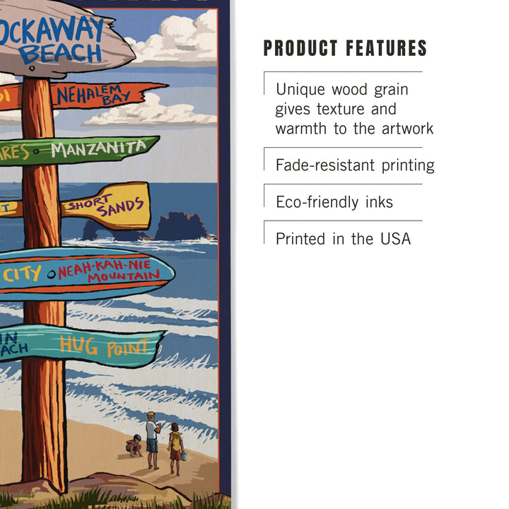 Rockaway Beach, Oregon, Destinations Sign, Lantern Press Artwork, Wood Signs and Postcards Wood Lantern Press 