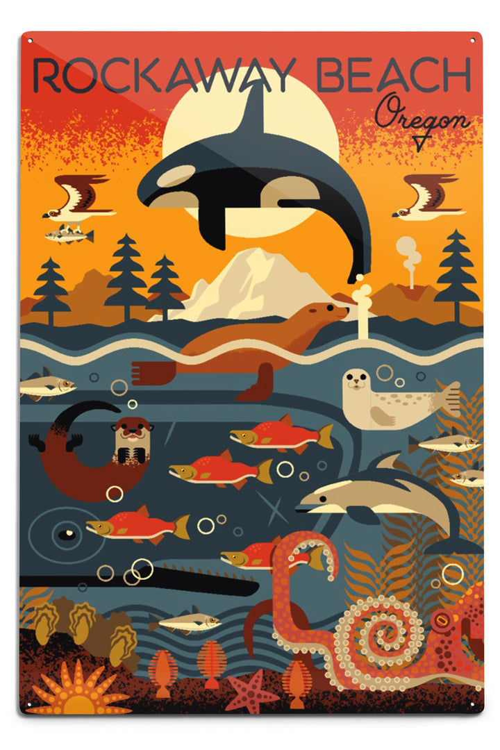 Rockaway Beach, Oregon, Marine Animals, Geometric, Art & Giclee Prints Art Lantern Press 8 x 12 Art Print 