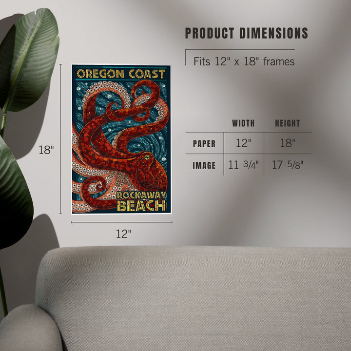 Rockaway Beach, Oregon, Mosaic Octopus, Art & Giclee Prints Art Lantern Press 