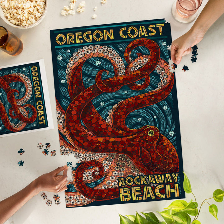 Rockaway Beach, Oregon, Mosaic Octopus, Jigsaw Puzzle Puzzle Lantern Press 