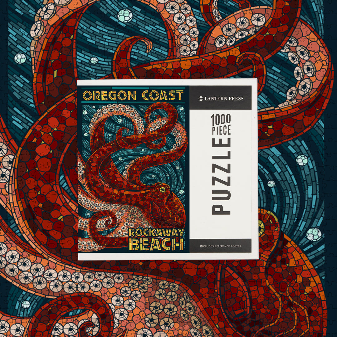 Rockaway Beach, Oregon, Mosaic Octopus, Jigsaw Puzzle Puzzle Lantern Press 