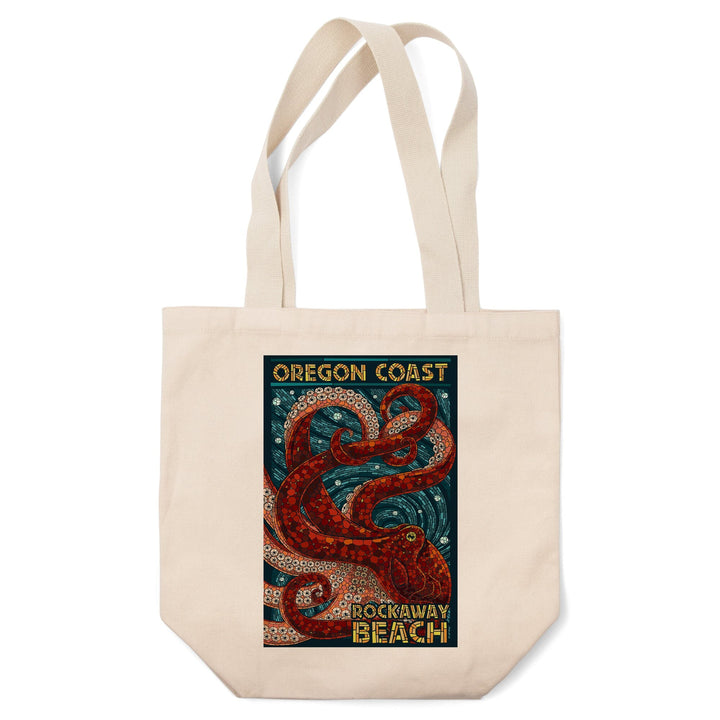 Rockaway Beach, Oregon, Mosaic Octopus, Lantern Press Poster, Tote Bag Totes Lantern Press 