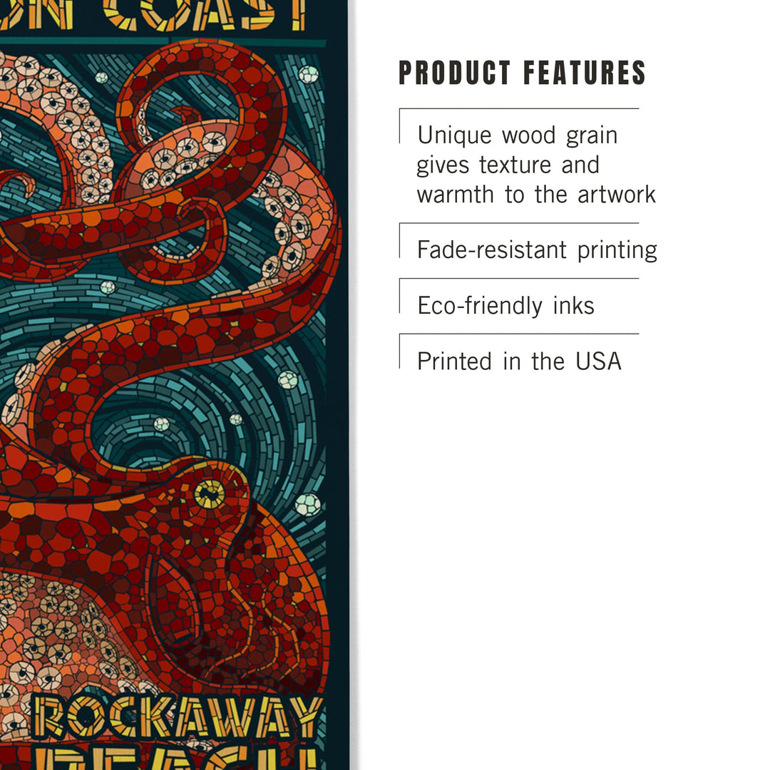 Rockaway Beach, Oregon, Mosaic Octopus, Lantern Press Poster, Wood Signs and Postcards Wood Lantern Press 