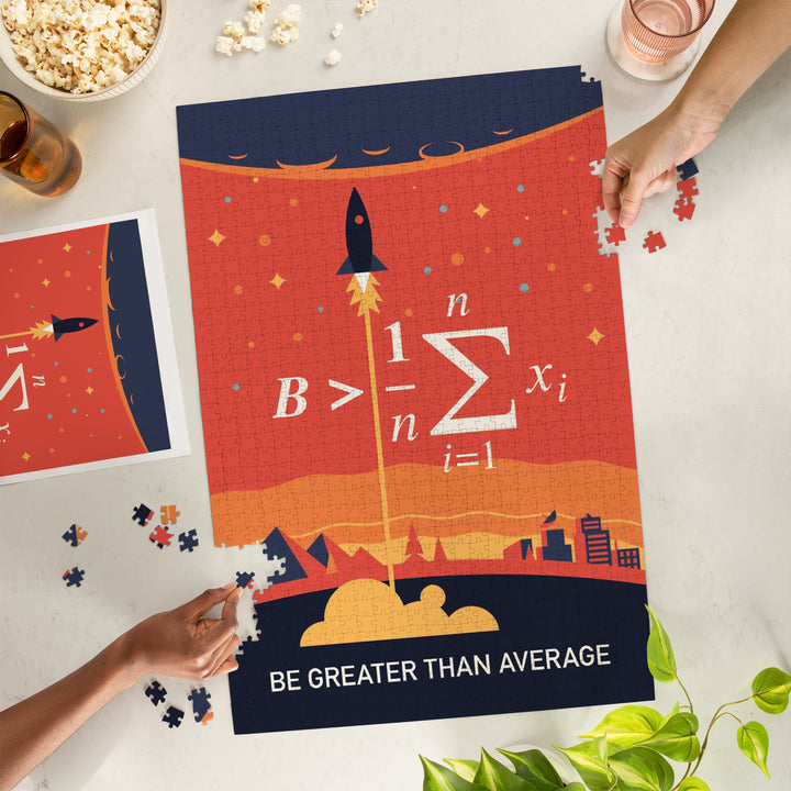 Rocket, Be Greater Than Average, Jigsaw Puzzle Puzzle Lantern Press 