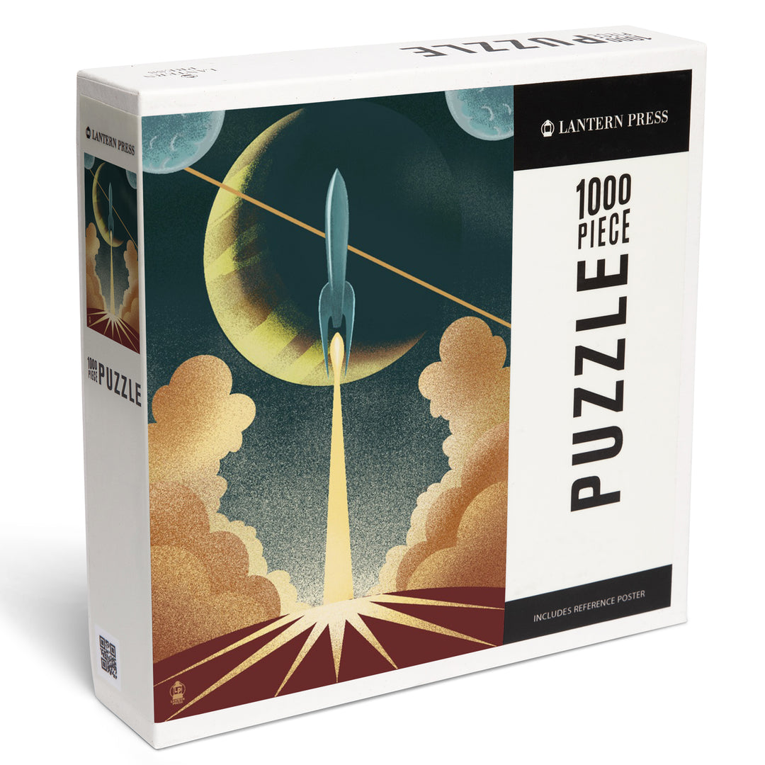 Rocket, Lithograph, Jigsaw Puzzle Puzzle Lantern Press 