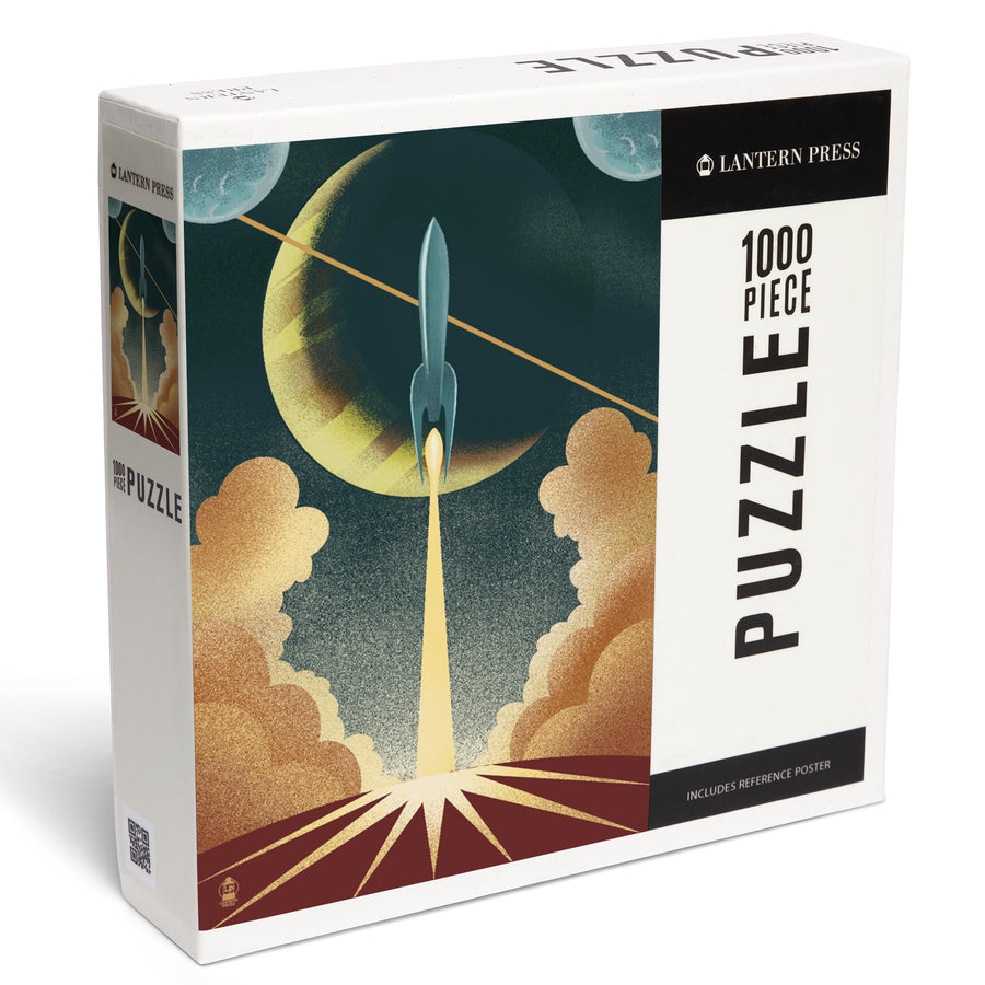 Rocket, Lithograph, Jigsaw Puzzle Puzzle Lantern Press 