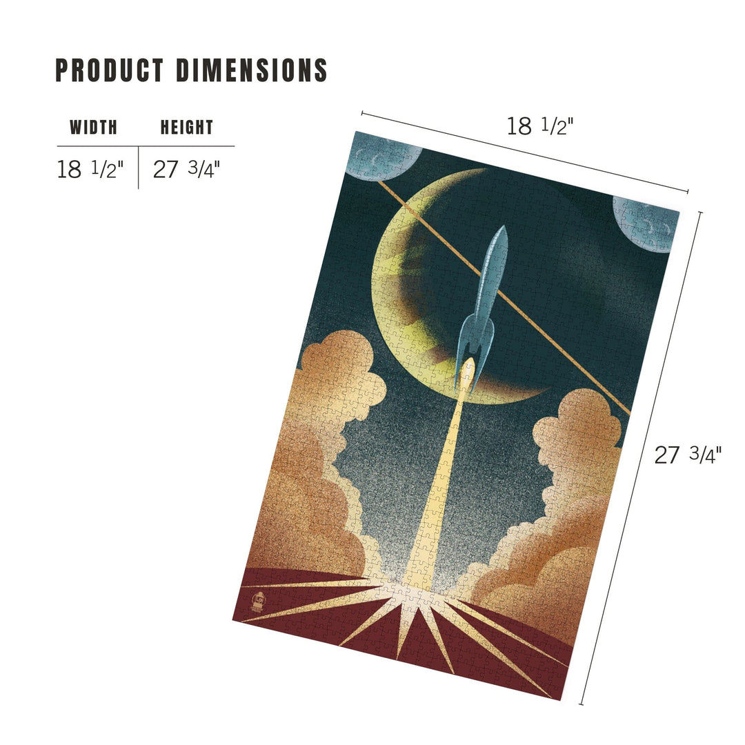 Rocket, Lithograph, Jigsaw Puzzle Puzzle Lantern Press 