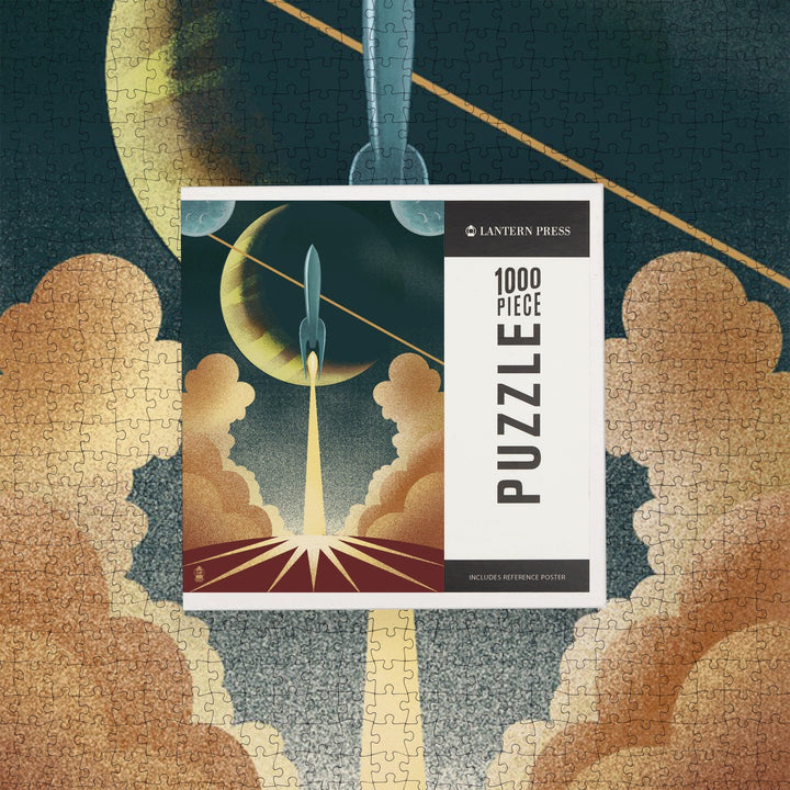 Rocket, Lithograph, Jigsaw Puzzle Puzzle Lantern Press 