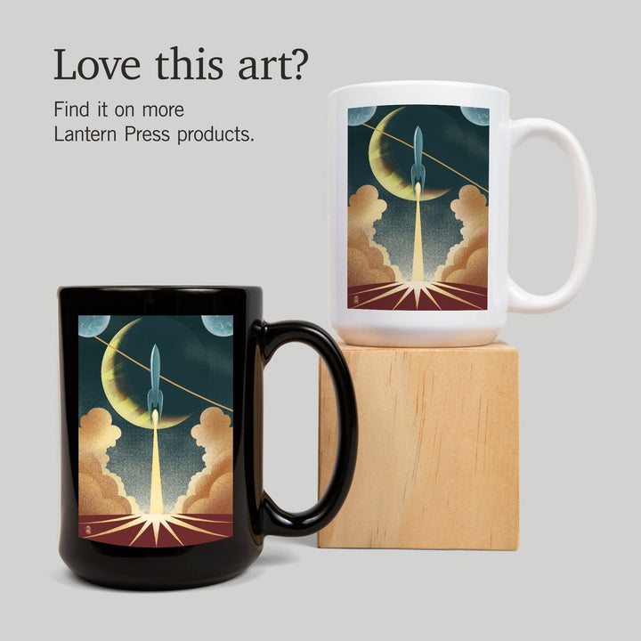 Rocket, Lithograph, Lantern Press Artwork, Ceramic Mug Mugs Lantern Press 