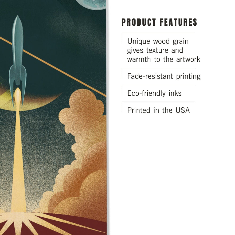Rocket, Lithograph, Lantern Press Artwork, Wood Signs and Postcards Wood Lantern Press 