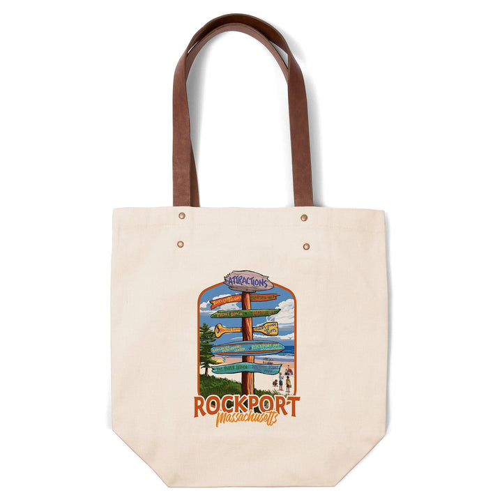 Rockport, Massachusetts, Sign Destinations, Contour, Lantern Press Artwork, Accessory Go Bag Totes Lantern Press 