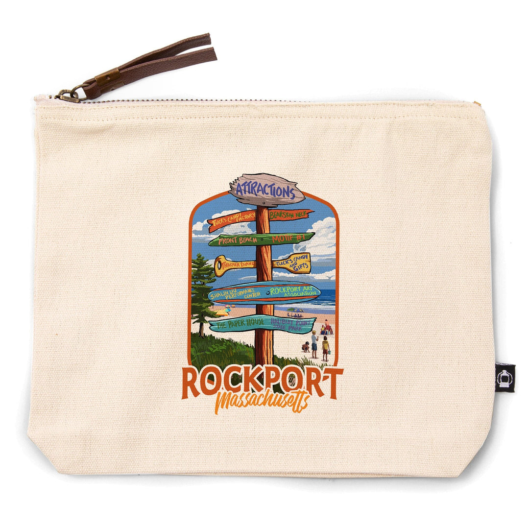 Rockport, Massachusetts, Sign Destinations, Contour, Lantern Press Artwork, Accessory Go Bag Totes Lantern Press 