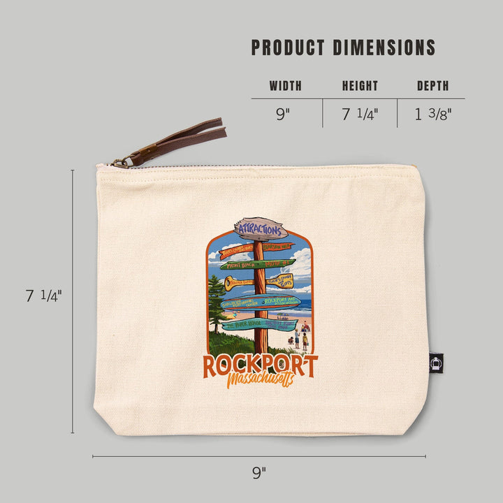 Rockport, Massachusetts, Sign Destinations, Contour, Lantern Press Artwork, Accessory Go Bag Totes Lantern Press 