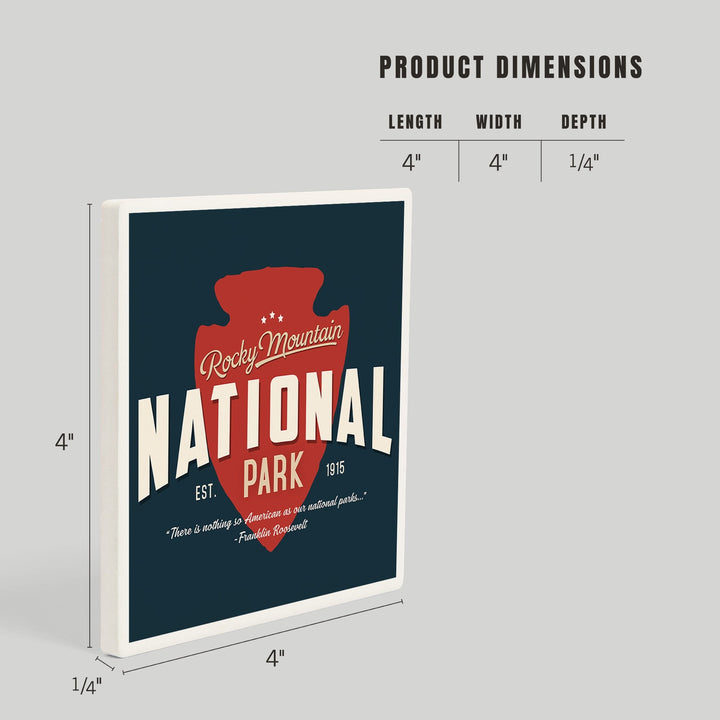 Rocky Mountain National Park, America's National Park, Distressed Typography, Navy Press, Coasters Coasters Lantern Press 