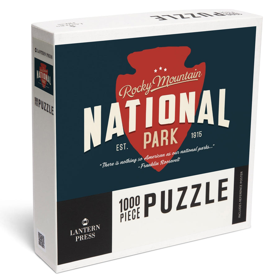 Rocky Mountain National Park, America's National Park, Distressed Typography, Navy Press, Jigsaw Puzzle Puzzle Lantern Press 
