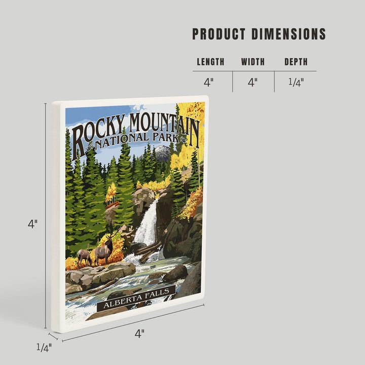 Rocky Mountain National Park, Colorado, Alberta Falls, Coasters Coasters Lantern Press 