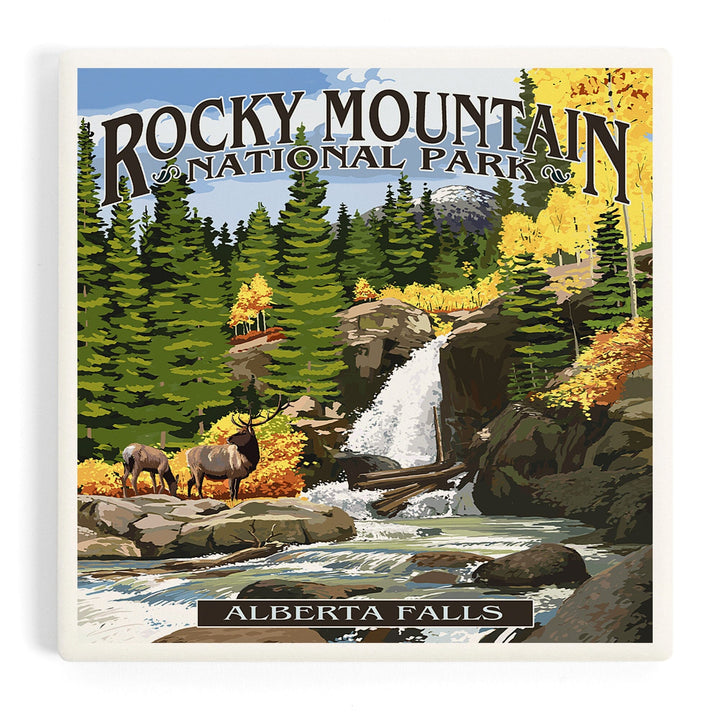 Rocky Mountain National Park, Colorado, Alberta Falls, Coasters Coasters Lantern Press 