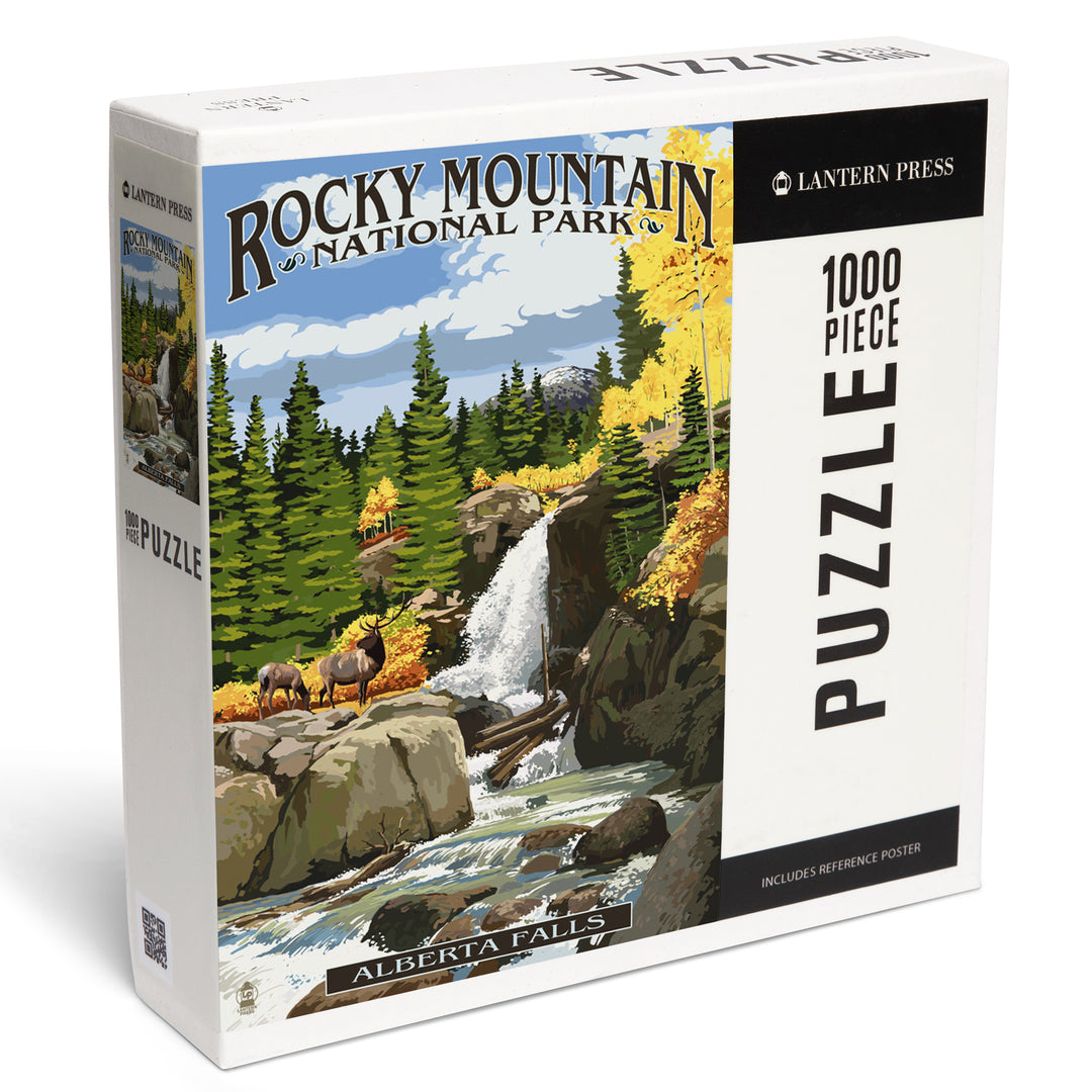 Rocky Mountain National Park, Colorado, Alberta Falls, Jigsaw Puzzle Puzzle Lantern Press 