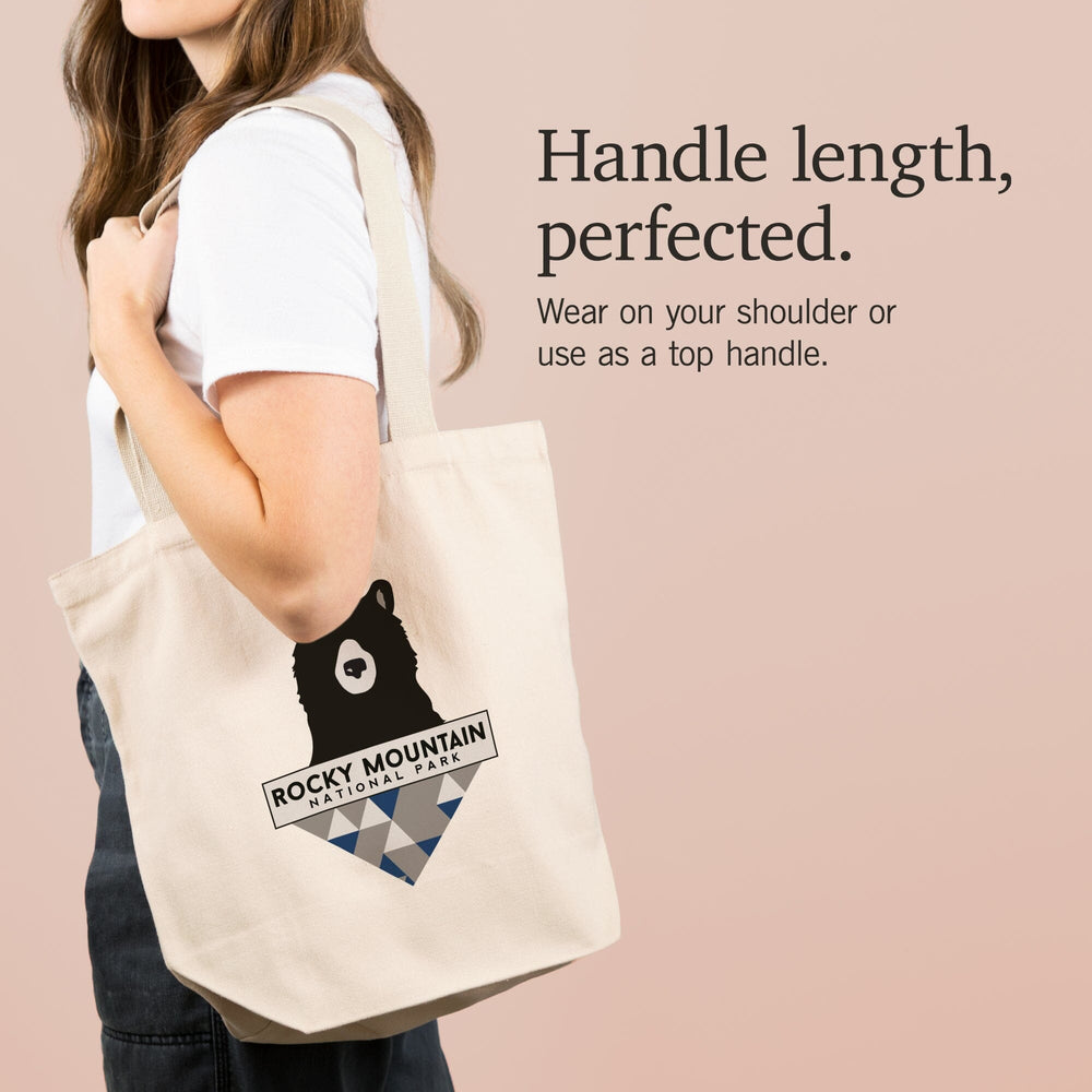 Rocky Mountain National Park, Colorado, Bear and Triangles, Blue,, Tote Bag Totes Lantern Press 
