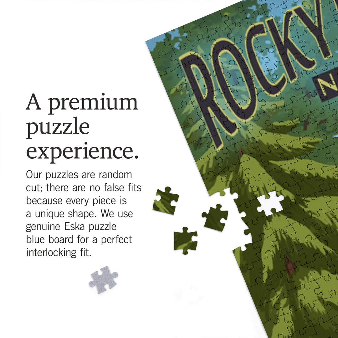 Rocky Mountain National Park, Colorado, Black Bears and Stream, Jigsaw Puzzle Puzzle Lantern Press 