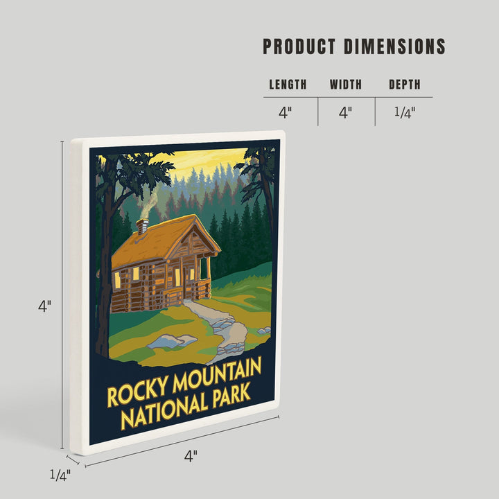 Rocky Mountain National Park, Colorado, Cabin Scene, Coasters Coasters Lantern Press 