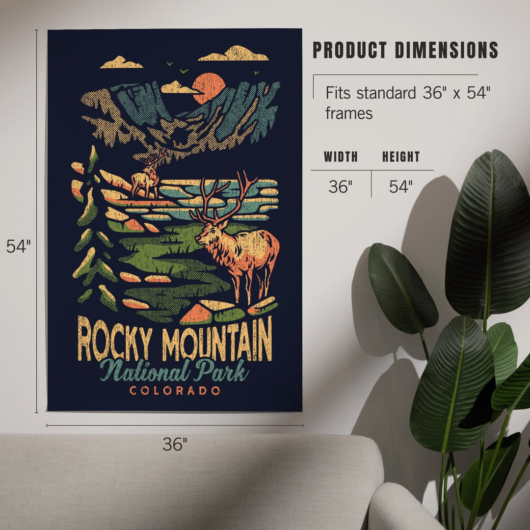 Rocky Mountain National Park, Colorado, Distressed Vector, Art & Giclee Prints Art Lantern Press 