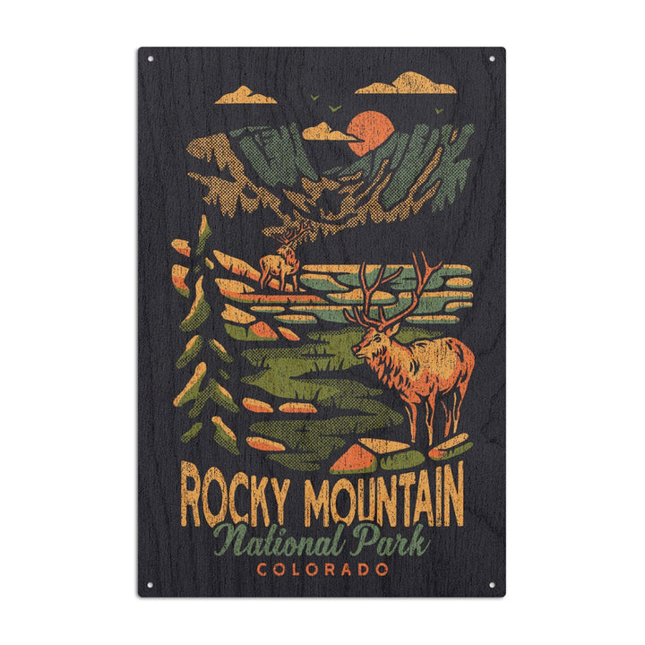Rocky Mountain National Park, Colorado, Distressed Vector, Lantern Press Artwork, Wood Signs and Postcards Wood Lantern Press 10 x 15 Wood Sign 