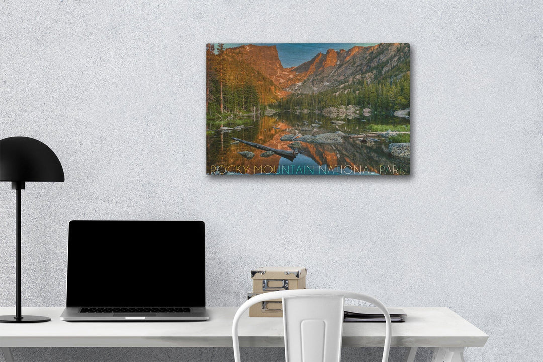 Rocky Mountain National Park, Colorado, Dream Lake Day, Lantern Press Photography, Wood Signs and Postcards Wood Lantern Press 12 x 18 Wood Gallery Print 