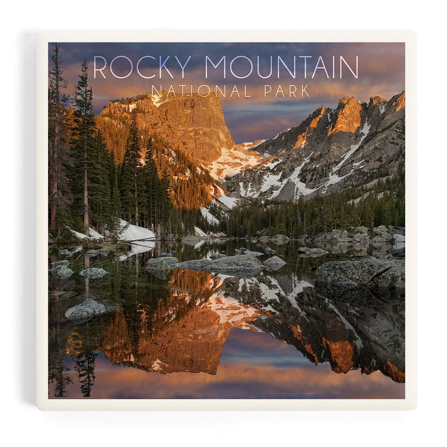 Rocky Mountain National Park, Colorado, Dream Lake Sunset, Coasters Coasters Lantern Press 