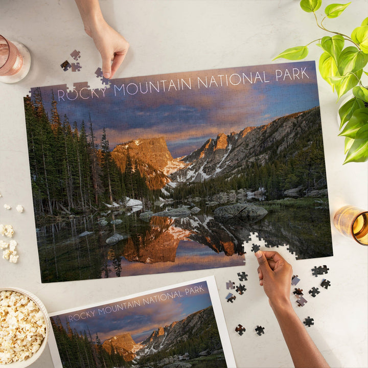 Rocky Mountain National Park, Colorado, Dream Lake Sunset, Jigsaw Puzzle Puzzle Lantern Press 