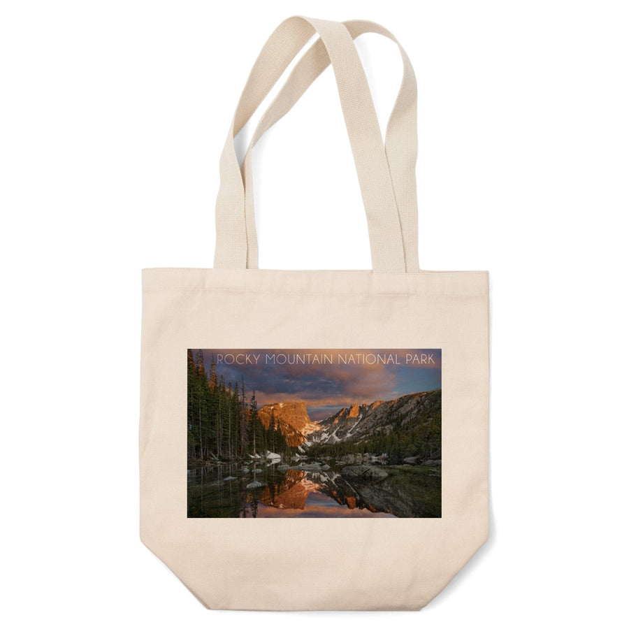 Rocky Mountain National Park, Colorado, Dream Lake Sunset, Lantern Press Photography, Tote Bag Totes Lantern Press 