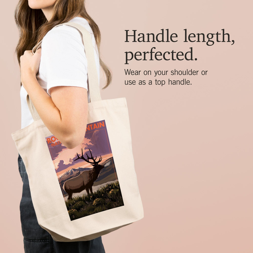 Rocky Mountain National Park, Colorado, Elk and Sunset, Tote Bag Totes Lantern Press 