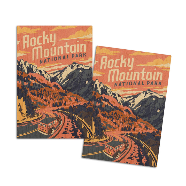 Rocky Mountain National Park, Colorado, Explorer Series, Lantern Press Artwork, Wood Signs and Postcards Wood Lantern Press 4x6 Wood Postcard Set 