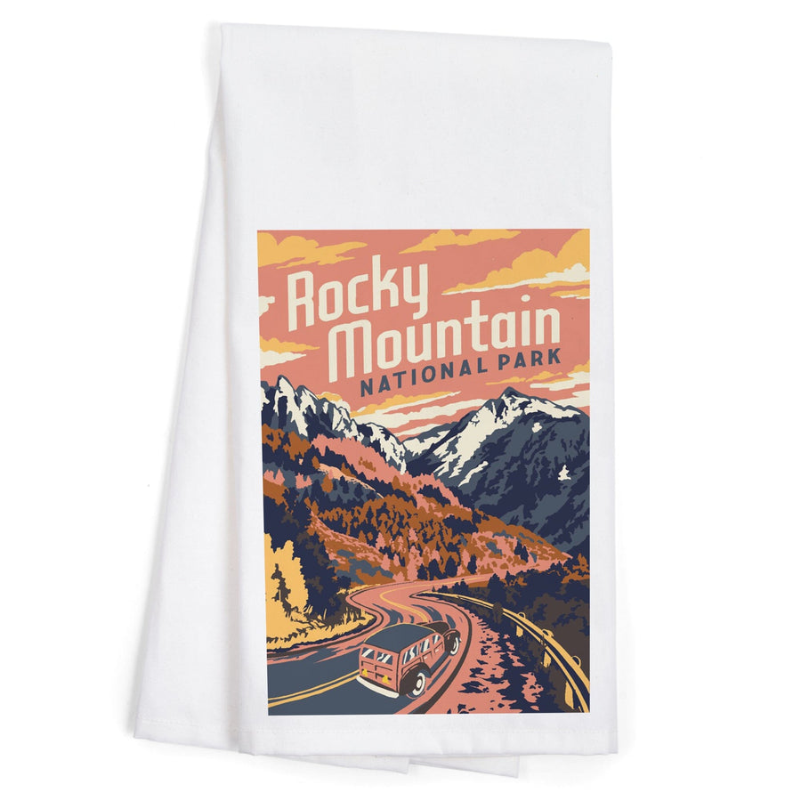 Rocky Mountain National Park, Colorado, Explorer Series, Organic Cotton Kitchen Tea Towels Kitchen Lantern Press 