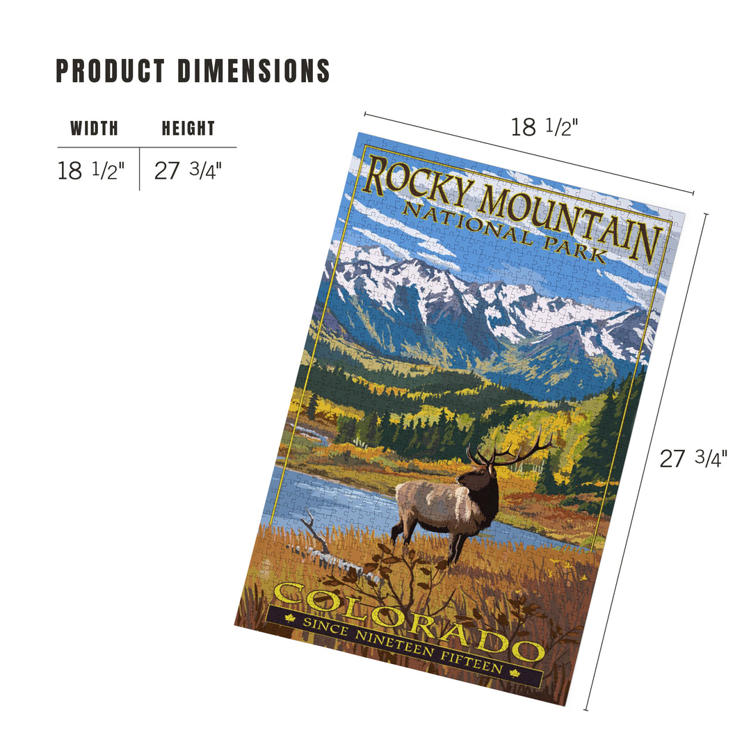 Rocky Mountain National Park, Colorado, Fall and Elk, Jigsaw Puzzle Puzzle Lantern Press 