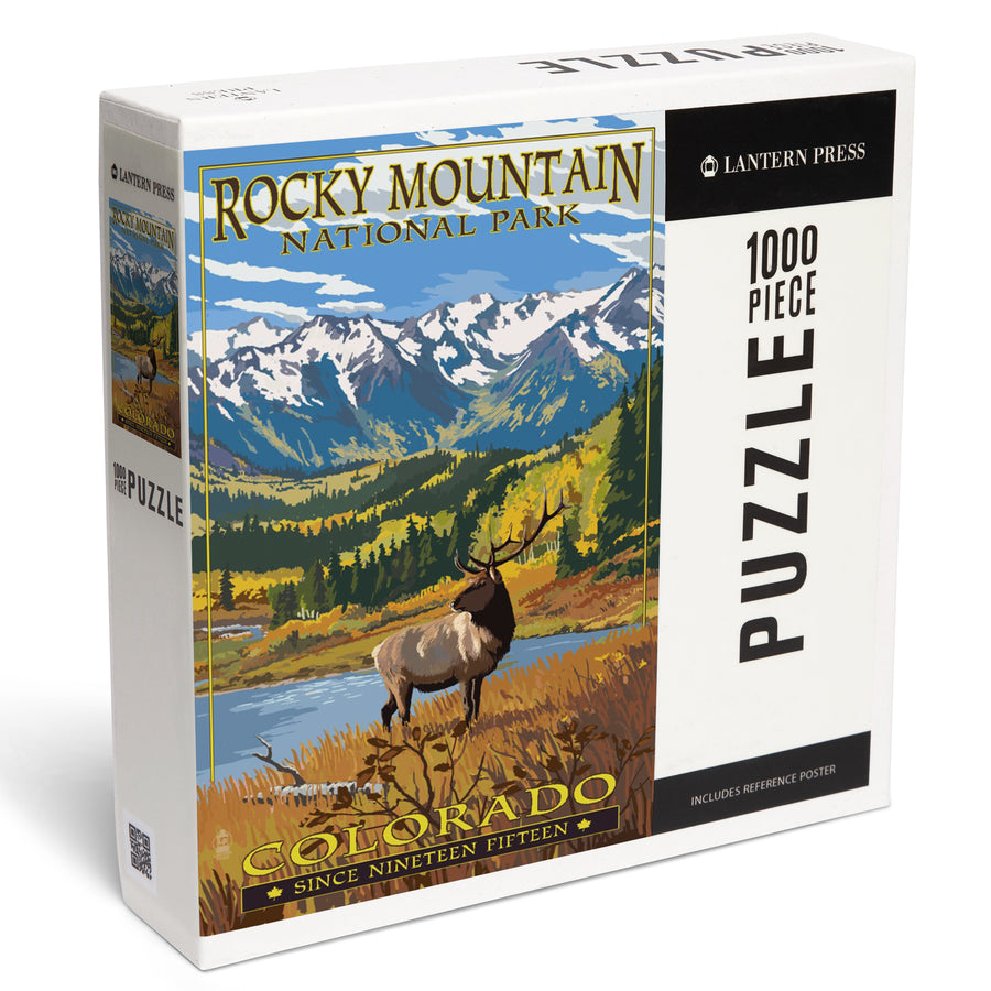 Rocky Mountain National Park, Colorado, Fall and Elk, Jigsaw Puzzle Puzzle Lantern Press 