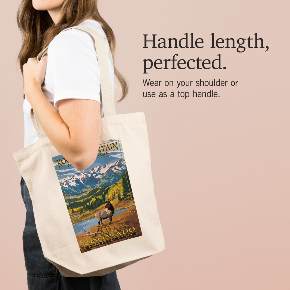 Rocky Mountain National Park, Colorado, Fall and Elk, Tote Bag Totes Lantern Press 