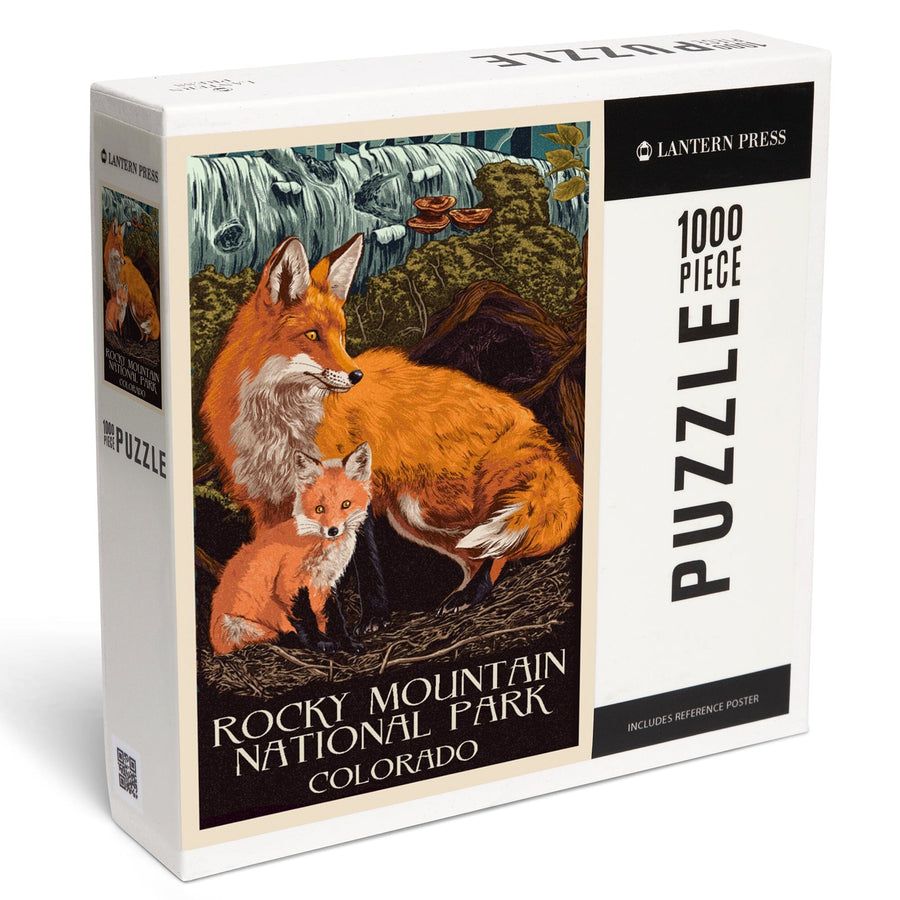 Rocky Mountain National Park, Colorado, Fox and Kit, Letterpress, Jigsaw Puzzle Puzzle Lantern Press 