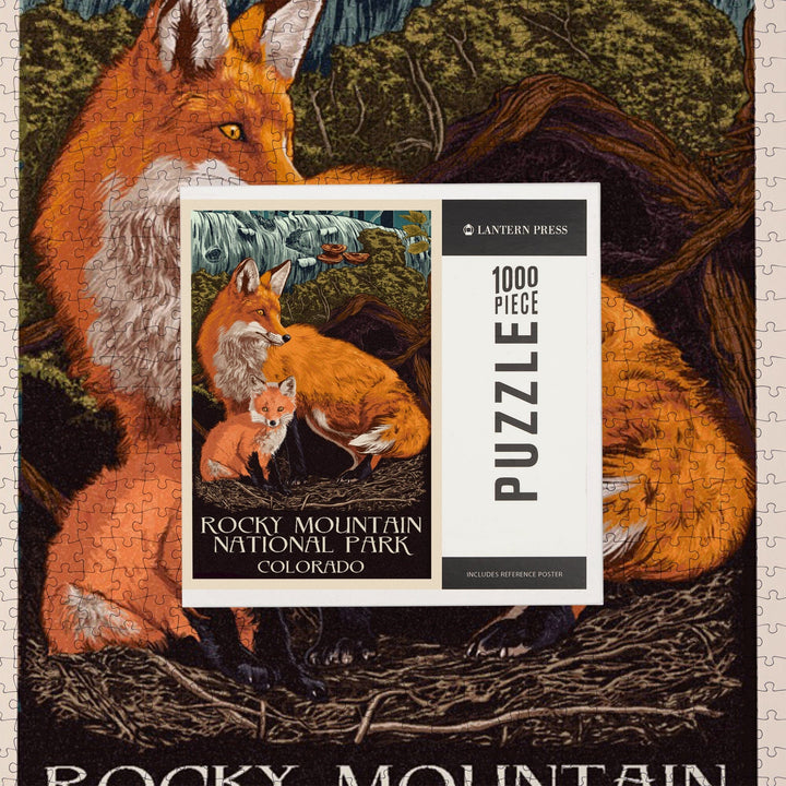 Rocky Mountain National Park, Colorado, Fox and Kit, Letterpress, Jigsaw Puzzle Puzzle Lantern Press 