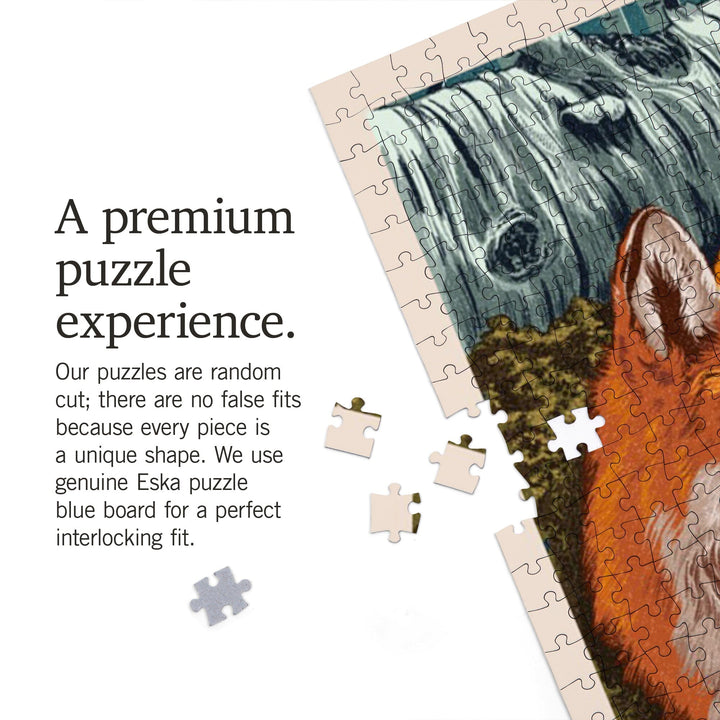 Rocky Mountain National Park, Colorado, Fox and Kit, Letterpress, Jigsaw Puzzle Puzzle Lantern Press 