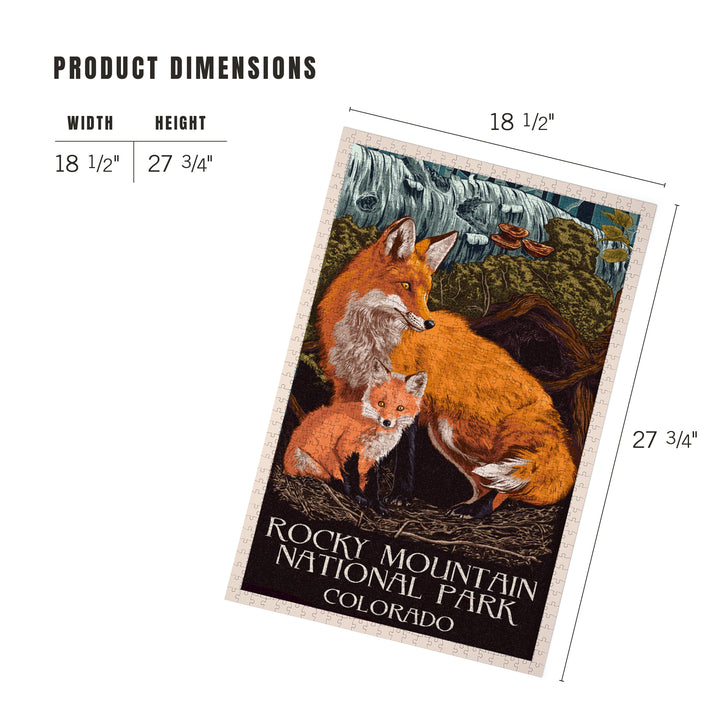 Rocky Mountain National Park, Colorado, Fox and Kit, Letterpress, Jigsaw Puzzle Puzzle Lantern Press 