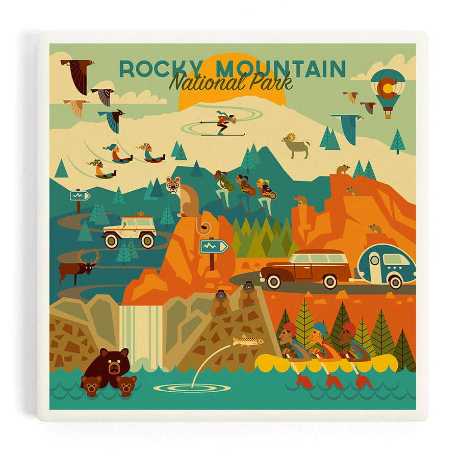 Rocky Mountain National Park, Colorado, Geometric National Park Series, Coasters Coasters Lantern Press 